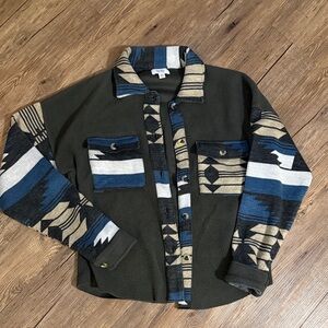 Myra Bag Women's Tribal Pattern Jacket in Olive and Navy